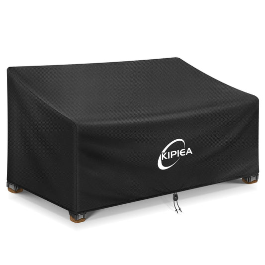 Kipiea Patio Sofa Cover, Heavy Duty 600D Outdoor Couch Cover Waterproof Winter, 2-Seat Patio Furniture Cover Loveseat, Outdoor Sofa Covers with Anti UV and No Tears, No Fading