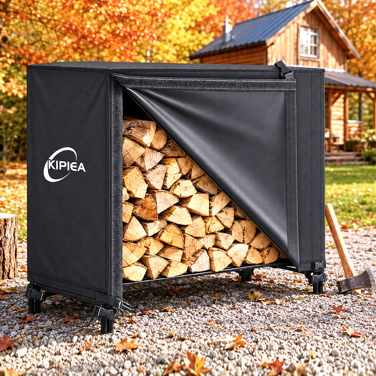 KIPIEA Firewood Rack Cover for Outdoor Log Storage