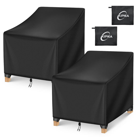 Kipiea 500D Patio Chair Covers Waterproof Winter 2 Pack - Heavy Duty Lawn Outdoor Furniture Chair Covers with Anti UV and No Tears, No Fading