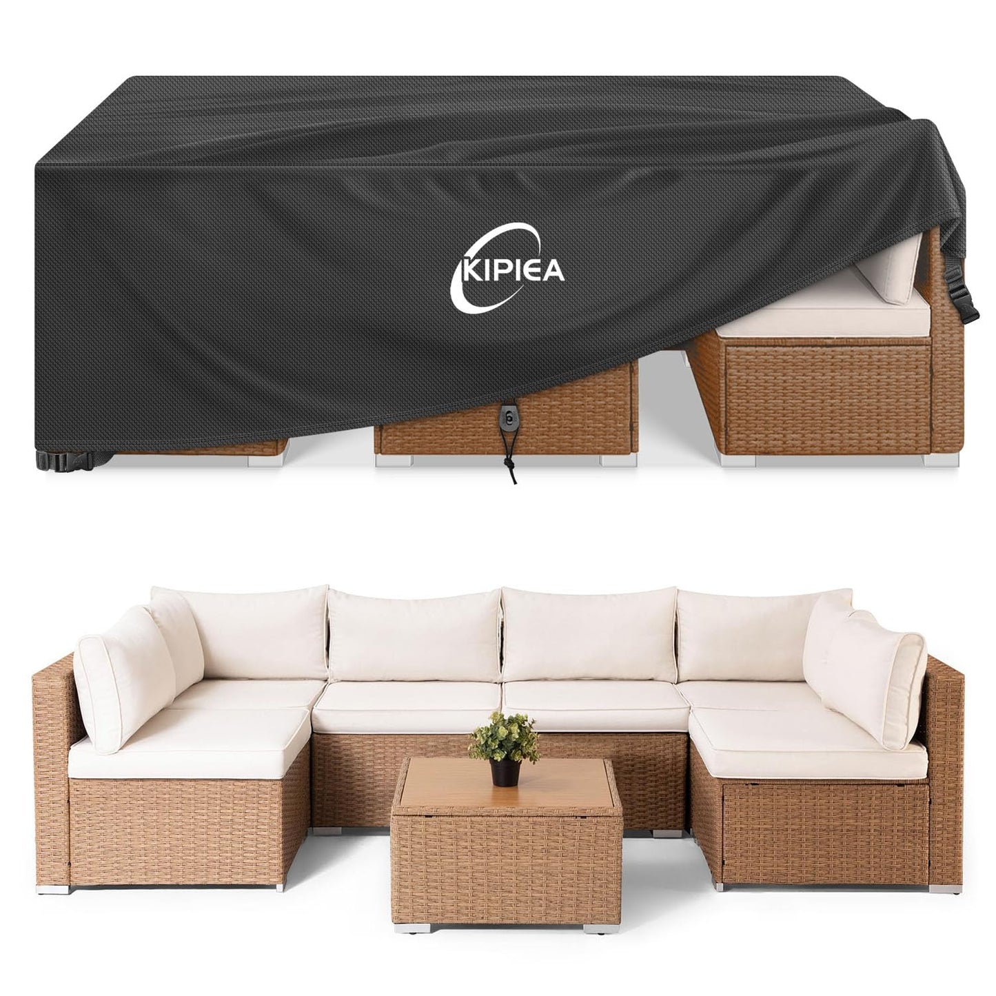 Kipiea Patio Furniture Covers Waterproof Winter, Heavy-Duty 420D Outdoor Furniture Covers Waterproof, Rectangular Patio Table Set Covers, No Tears Anti UV No Fading