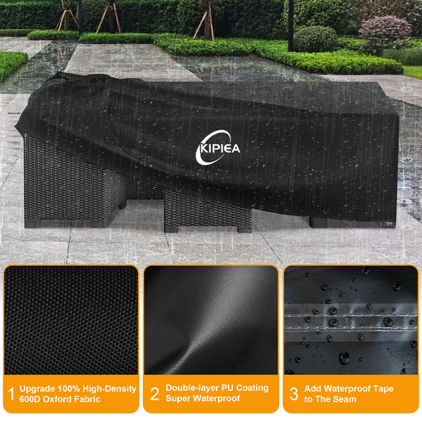 Kipiea 600D Patio Furniture Covers Waterproof Winter, Outdoor Furniture Set Covers for Table Chairs, Heavy-Duty Outdoor Sofa Covers with Anti UV and No Tears, No Fading