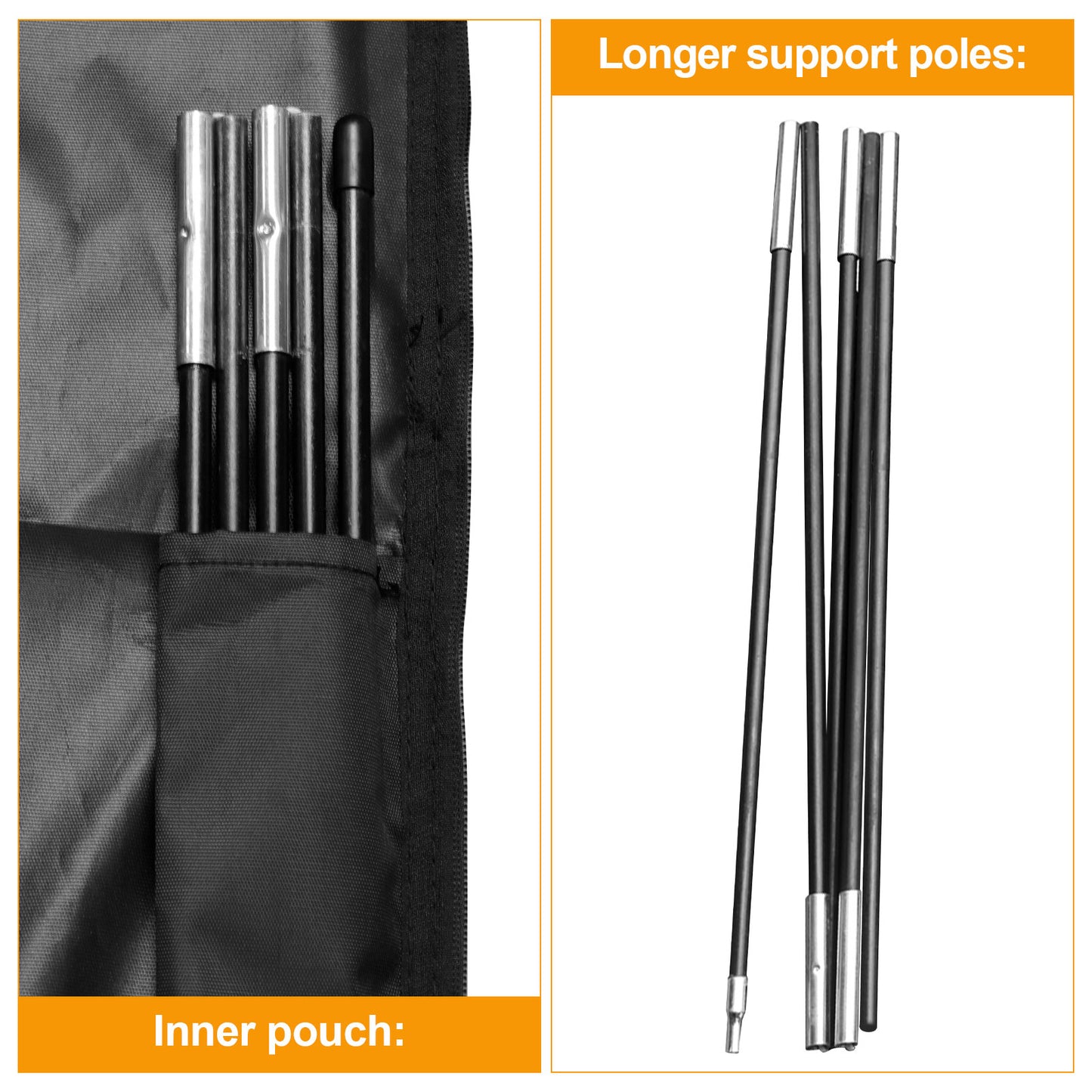Kipiea Patio Umbrella Covers for 7.5'-11.5'Offset Umbrella, Upgrade 500D Heavy Duty Outdoor Umbrellas Covers with Support Pole and Straps